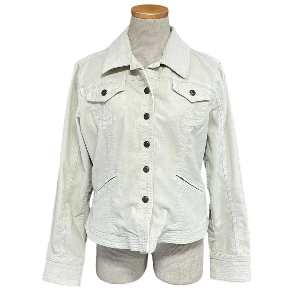 Live a Little Corduroy Jacket Buttons Flare Cream Size Large L